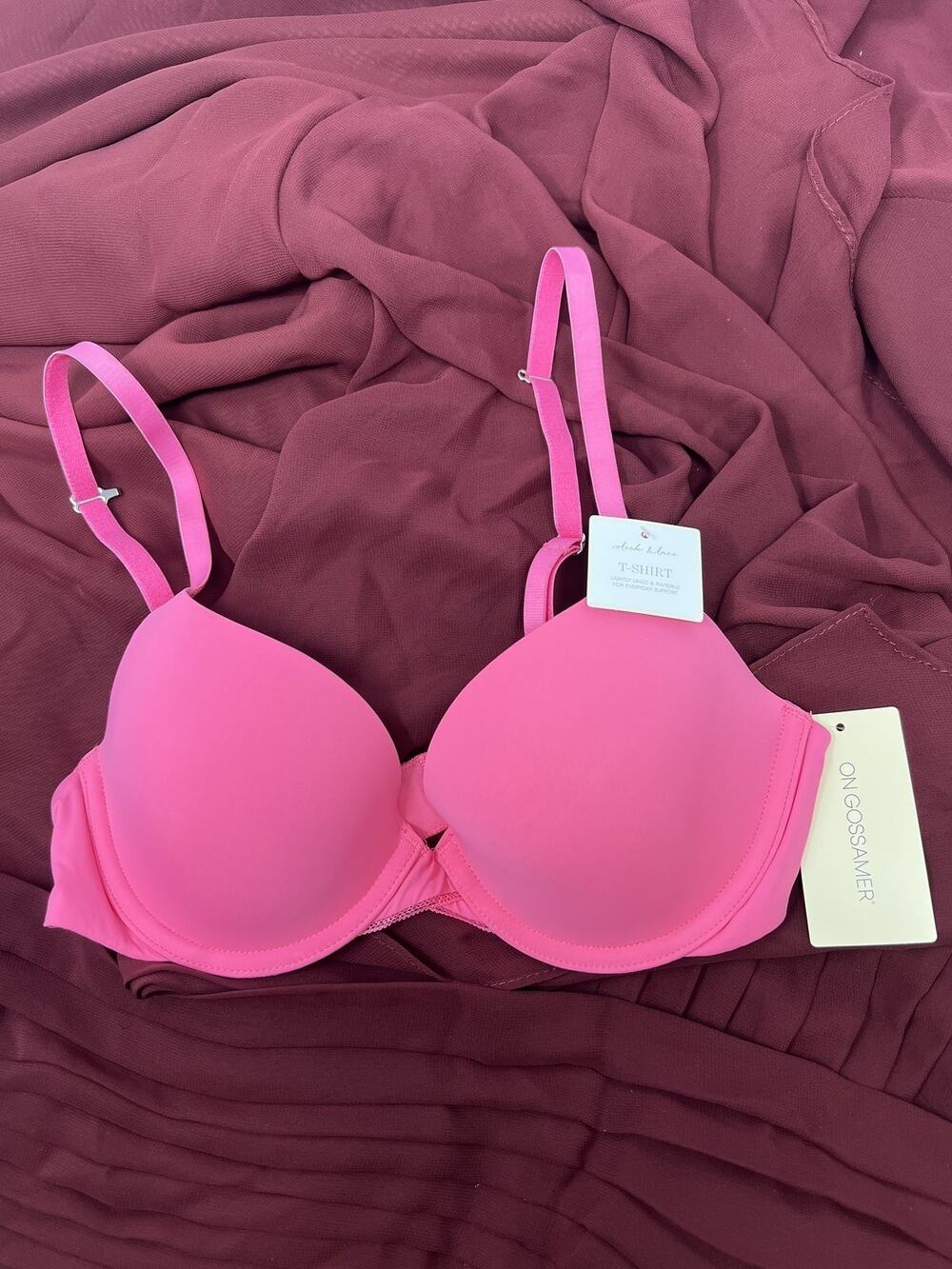 On Gossamer NWT US 30C Pink Sleek Micro G3200 Underwire T-Shirt Bra